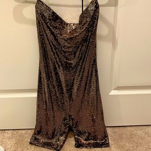 Gold and black sequin romper